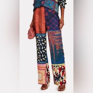 Staud Womens 12 Pants Oscar Foulard Patchwork Satin Twill NWT